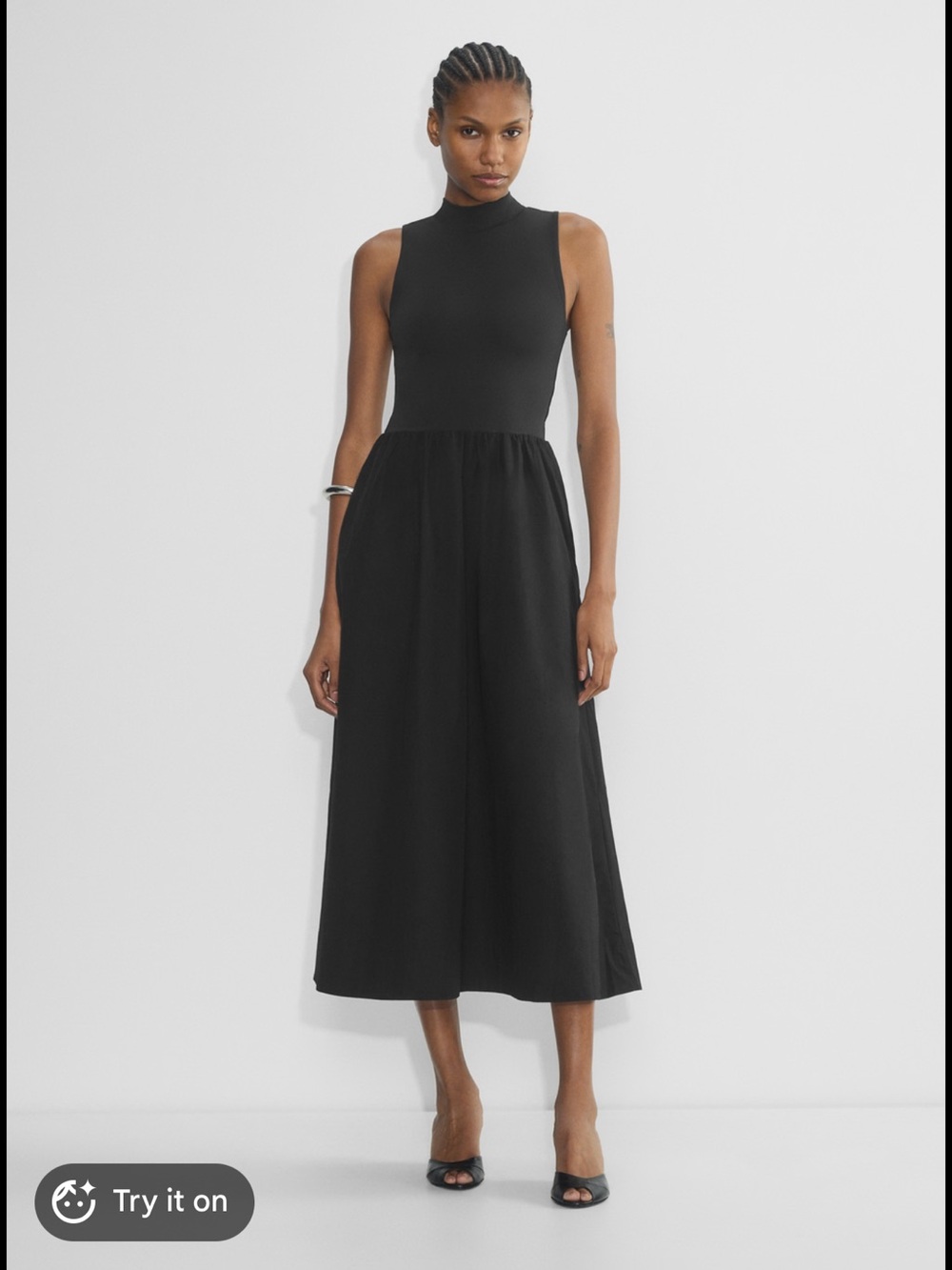 Aritzia Black Sleeveless Mock-Neck Midi Dress